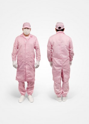 크린룸 ( 핑크 롱 가운 상의 ) 무진 제전 방진복 - 단품